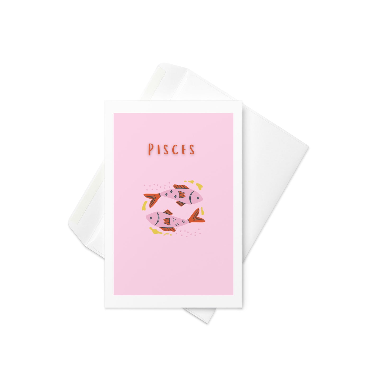 Pisces greeting card, star sign card, pisces, fish greeting card. blank inside