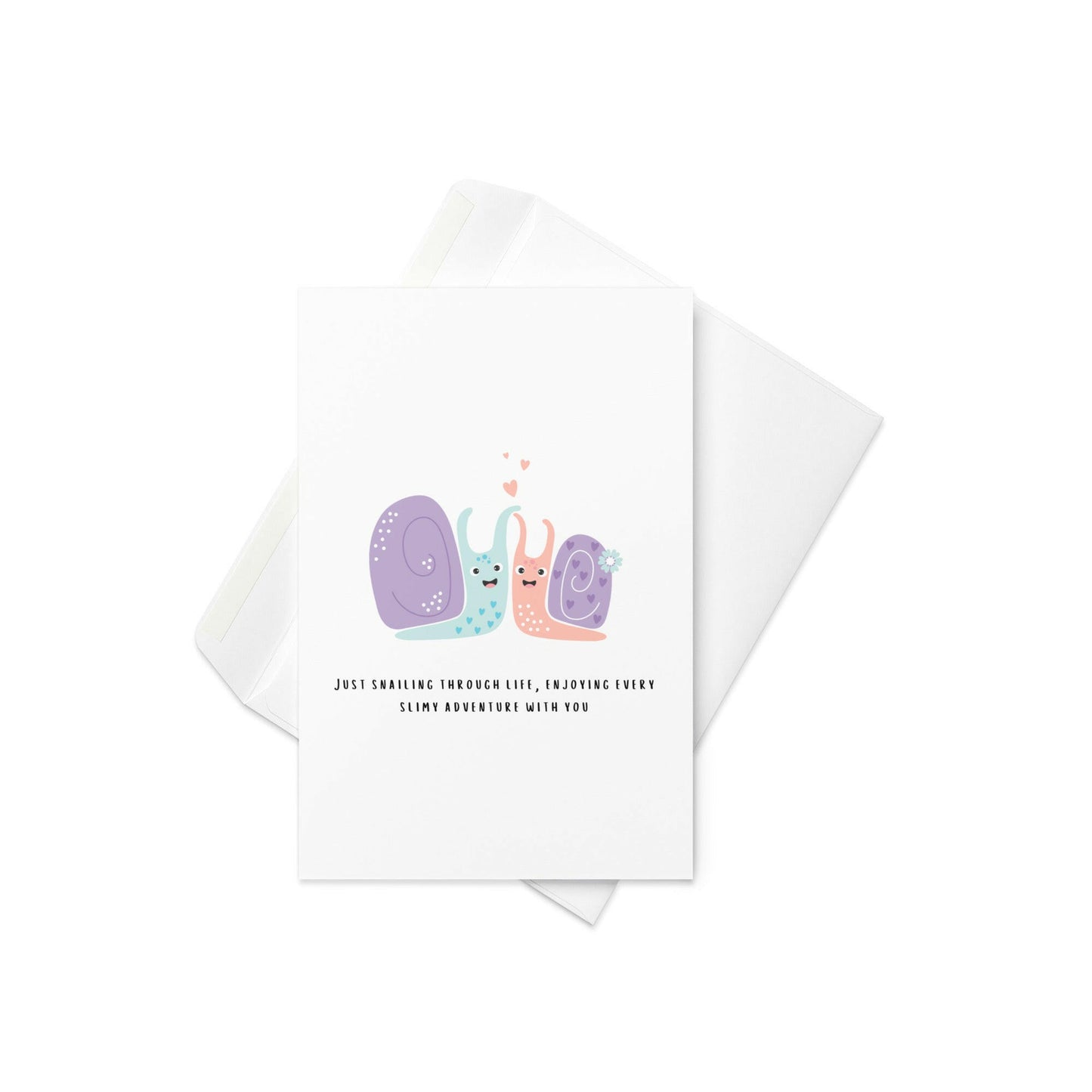 two snails, blank inside card, life together