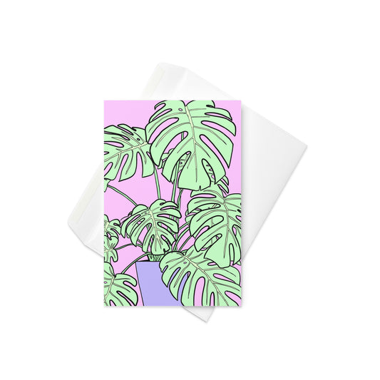 Abstract illustration of a cheese plant in a bold green, pink, and purple colorway

Bring a splash of color and modern style to any occasion with this vibrant abstract cheese plant card. Featuring a striking, contemporary illustration of the popular cheese plant (Monstera) in a beautiful blend of green, pink, and purple, this card is the perfect balance of nature and art. Whether for a friend, loved one, or plant enthusiast, this is the perfect way to send thoughtful wishes in style.

🌿 Bold, plant