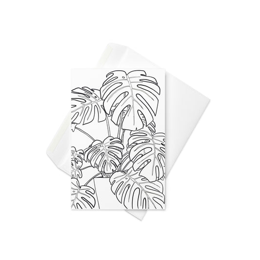  Bold black and white line drawing of a cheese plant (Monstera) – minimalist and modern

Understated, stylish, and effortlessly cool – this card features a bold line drawing of the iconic cheese plant, also known as Monstera. The minimal black and white design makes it perfect for plant lovers, modern decor fans, or anyone who appreciates elegant simplicity.

🖤 Clean and modern black and white line art
🌿 Inspired by the beloved Monstera (cheese plant)