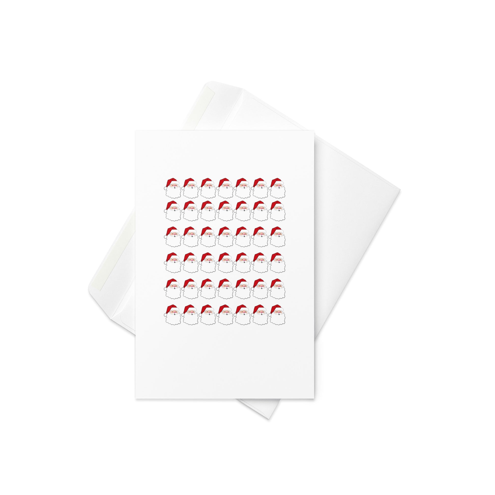 Christmas card, Santa Clause faces, grid, cute, simple, blank inside christmas card