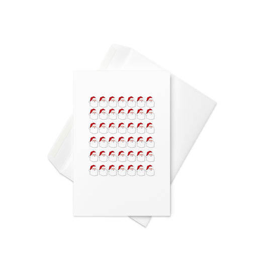 Christmas card, Santa Clause faces, grid, cute, simple, blank inside christmas card