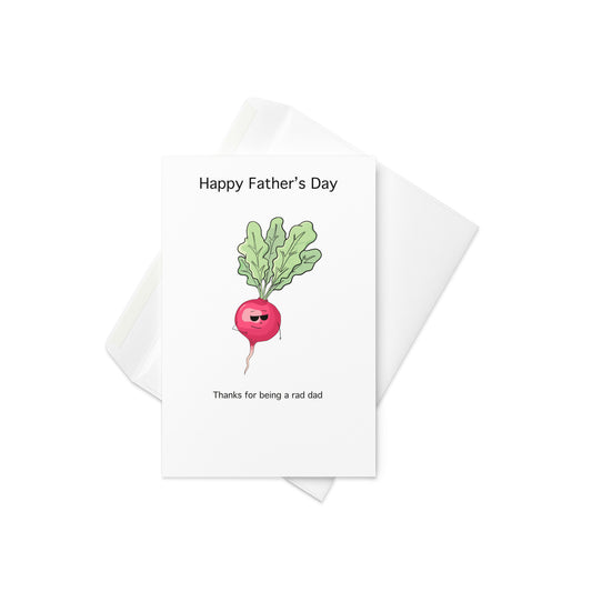 Fathers day card, thanks for being a rad dad, food pun, funny card.