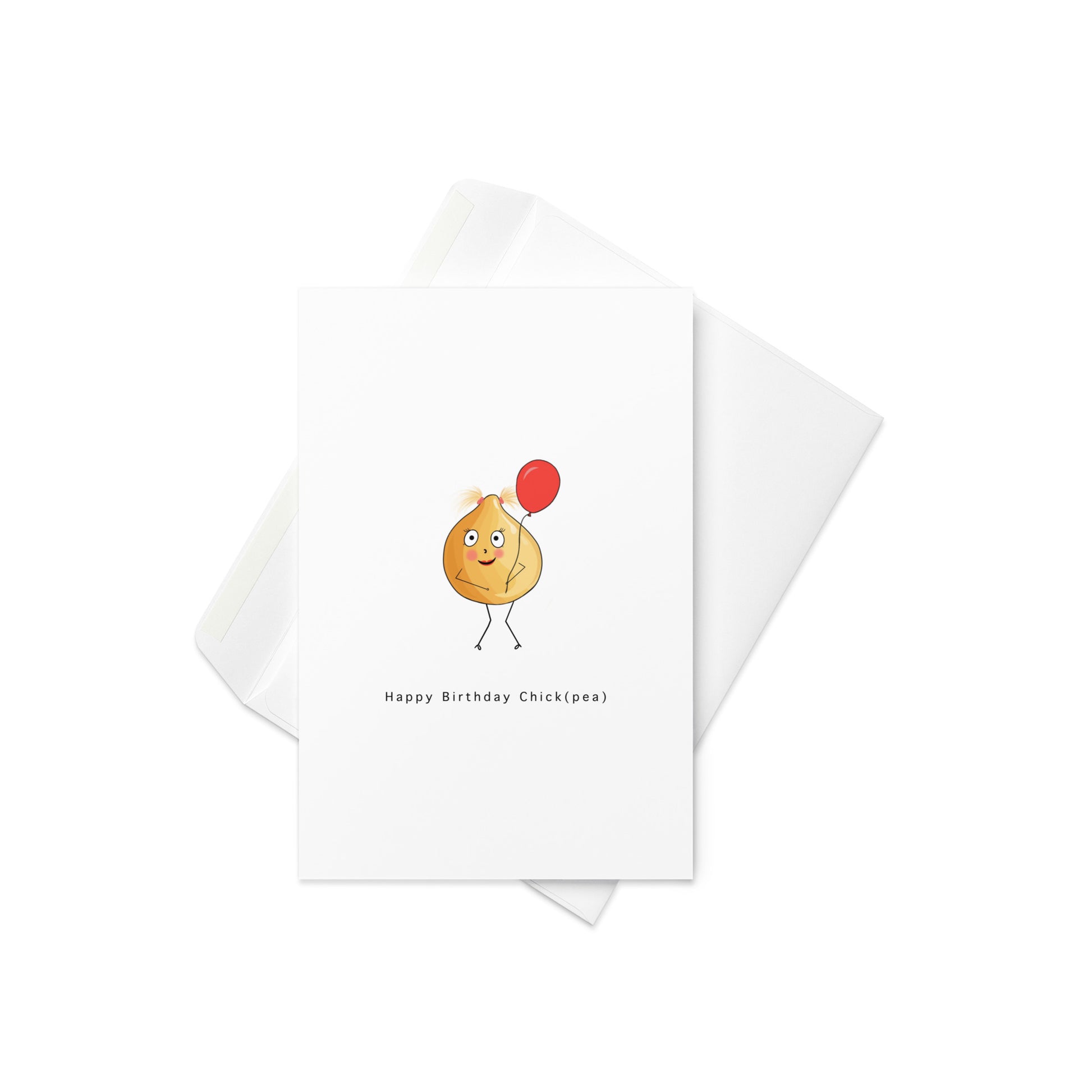 Happy Birthday Chick(pea)” with a cute, illustrated chickpea holding a balloon

Send a birthday wish that’s full of flavor and fun with this sweet little chickpea character! This pun-tastic card is perfect for food lovers, veggie enthusiasts, or just someone who appreciates a quirky, feel-good birthday greeting. With rosy cheeks, stick limbs, and a party balloon in hand, this chick(pea) brings all the charm.

🌱 Ideal for plant-based pals, pun lovers, and birthday babes