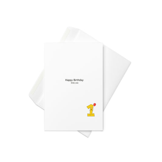 Happy First Birthday Little One, cute first birthday card, first birthday, little one card, blank inside