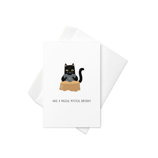 Have a magical mystical birthday, Birthday card, happy birthday card, cat card, tarot reading cat card, blank inside