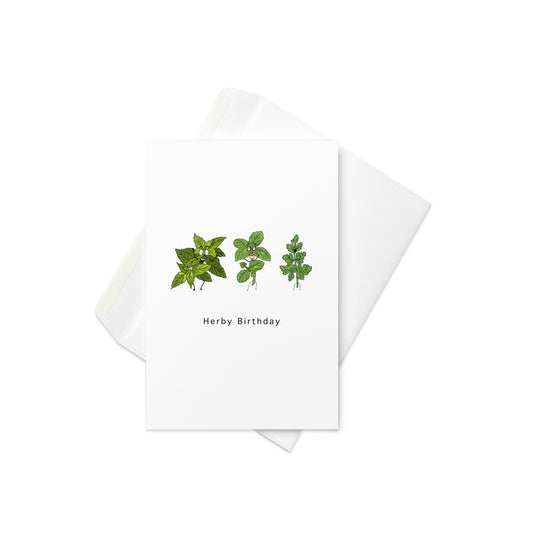 Add some spice to their birthday with this charming “Herby Birthday” card! Featuring cute, personified herbs, this card is perfect for anyone who loves a little herbal flair. Whether it's for a gardener, foodie, or someone who enjoys a punny touch, this card is sure to brighten their special day.

🌿 Perfect for plant lovers, foodies, and anyone with a green thumb