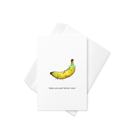 Hope You Peel Better Soon – Funny Get Well Card with Sick Banana Illustration (Blank Inside), cute, poorly banana, get well soon card