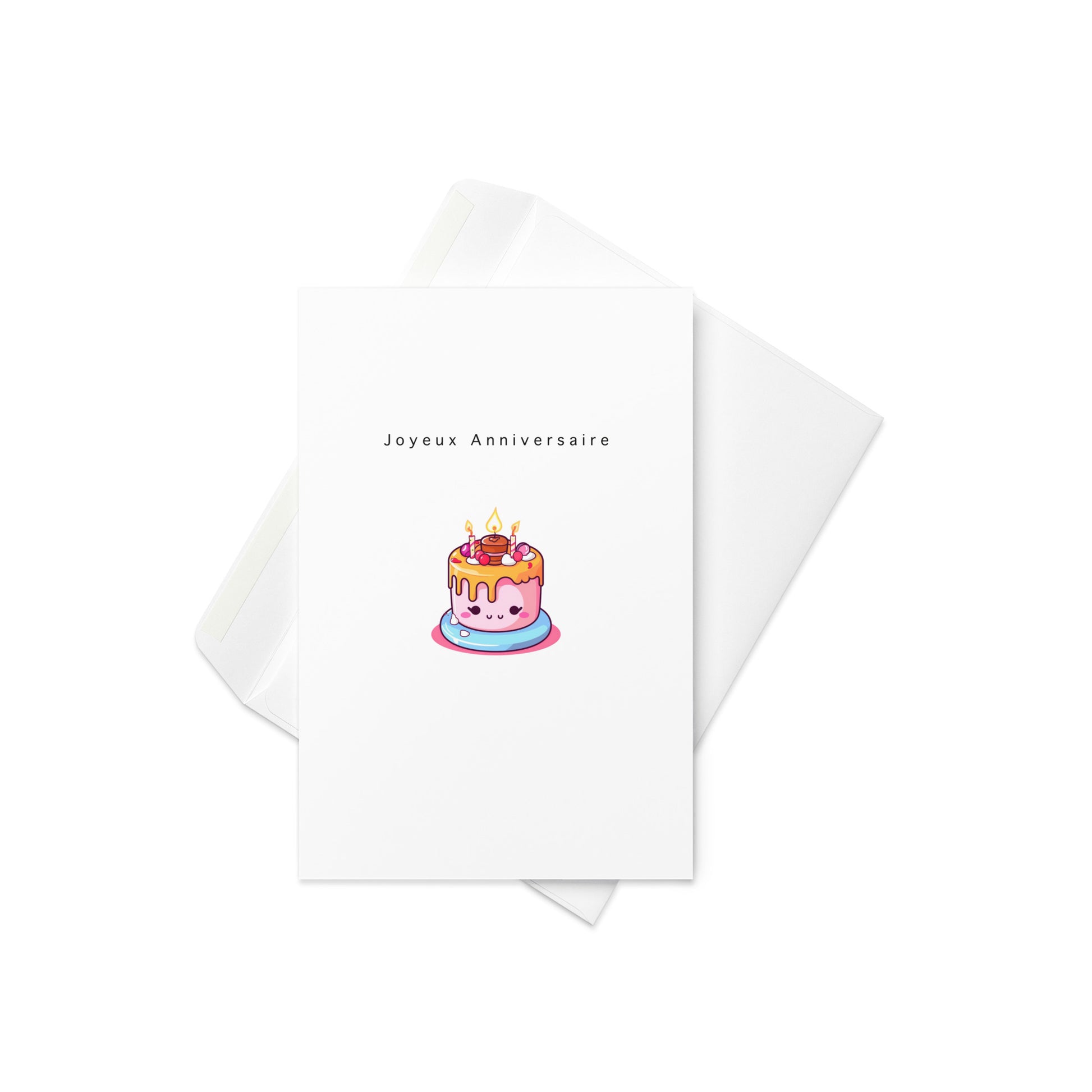 “Joyeux Anniversaire” with a sweet kawaii-style illustrated cake

Say bon anniversaire with extra charm! This adorable French birthday card features a cute, smiley cake with kawaii-inspired details—rosy cheeks, happy eyes, and irresistible pastel colors. A fun and heartwarming choice for French speakers, Francophiles, or anyone who appreciates a touch of international sweetness.

🇫🇷 French-language birthday card: “Joyeux Anniversaire”
🎂 Kawaii-style cake illustration – perfect for all ages