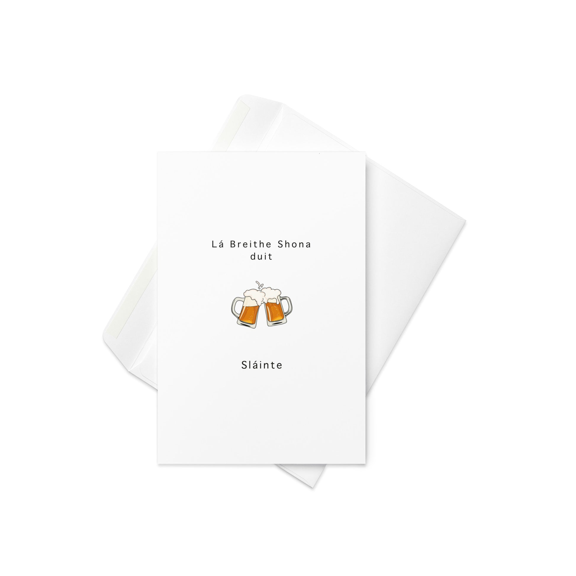 Lá Breithe Shona Duit – Irish Birthday Card with Sláinte & Beer Emoji (Blank Inside) Happy birthday card, beer mug emoji, card in Irish