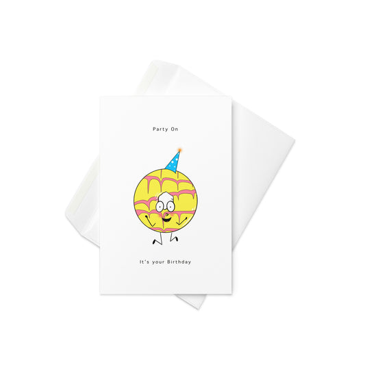 Party on - It's your birthday, birthday card, blank inside, biscuit lover card, party ring inspired card