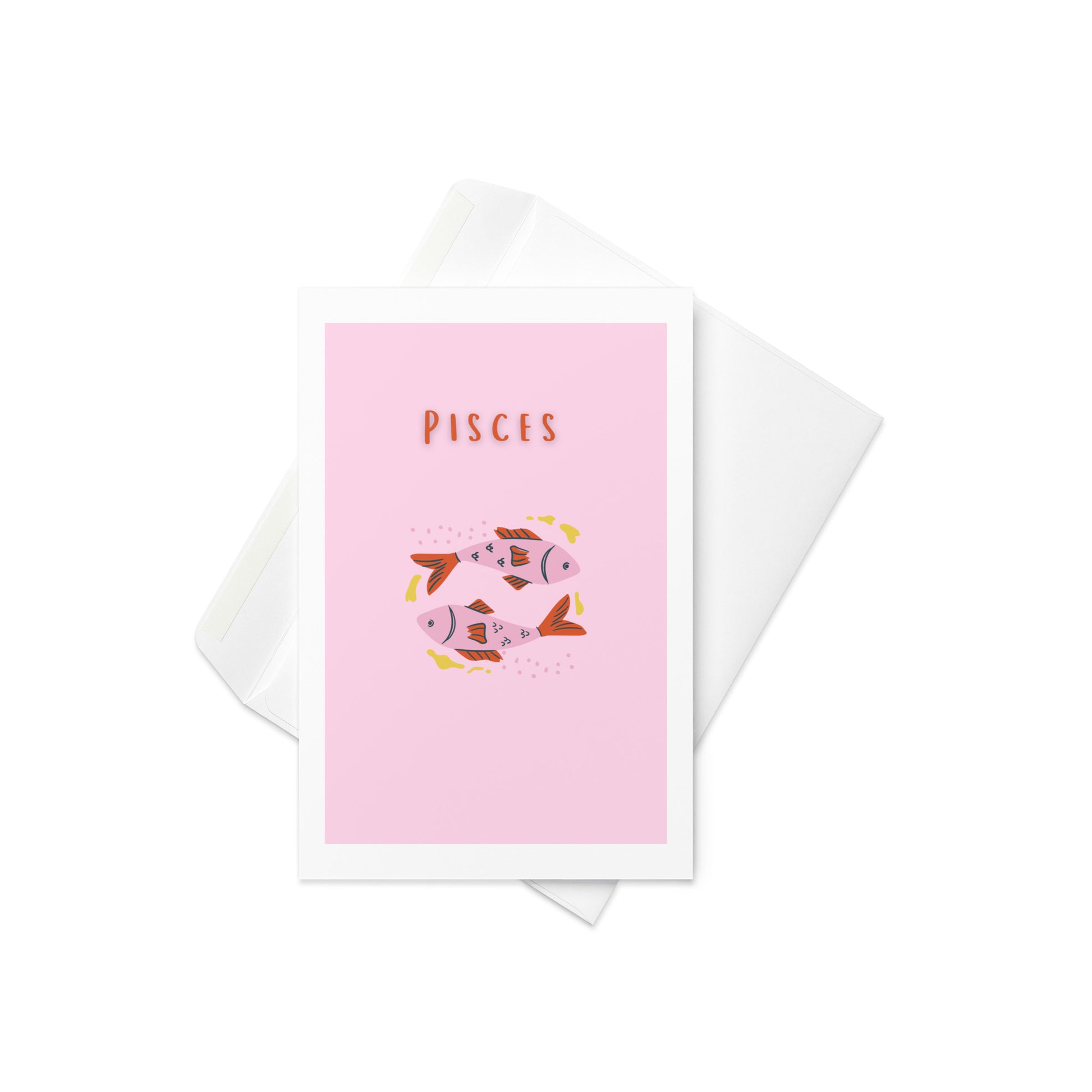 Pisces greeting card, star sign card, pisces, fish greeting card. blank inside