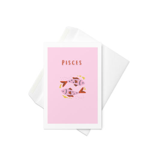 Pisces greeting card, star sign card, pisces, fish greeting card. blank inside
