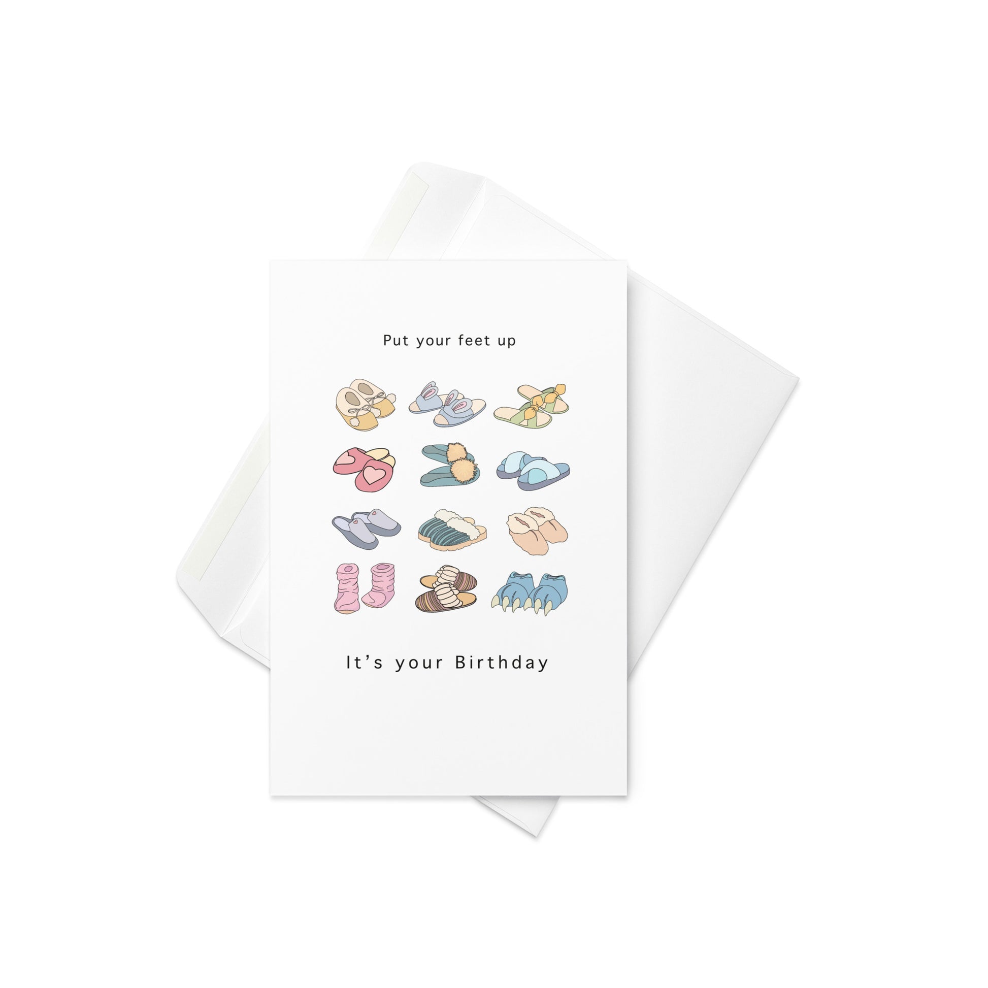 Birthday card, slippers - put your feet up, cute birthday card.