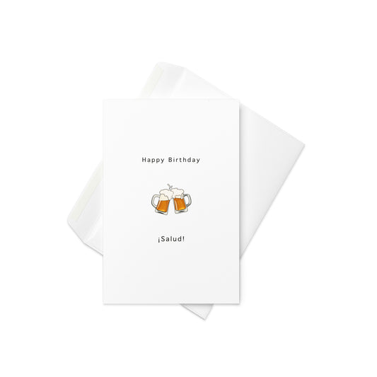 ilingual Birthday card for English and Spanish, Happy Birthday Salud