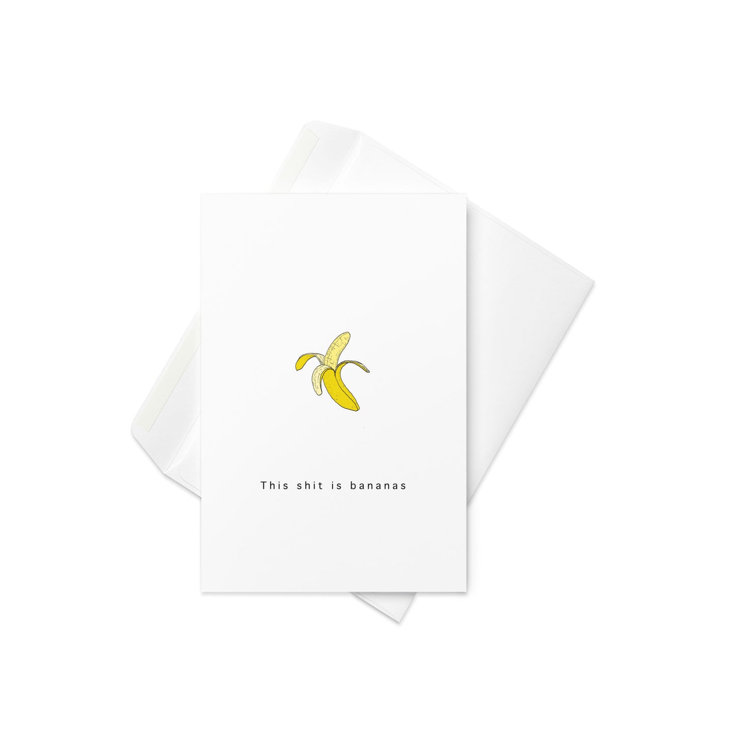 Simple banana drawing with the bold text “This Shit is Bananas” underneath

For those moments in life when things go totally wild, chaotic, or just plain ridiculous — this card says it all. Featuring a clean, hand-drawn banana illustration and the bold phrase “This Shit is Bananas,” it’s the perfect mix of humor and attitude. Whether you're celebrating a milestone, reacting to drama, or sending something just for fun, this card delivers with sass and style.

🍌 Bold and cheeky design with a minimalist banan