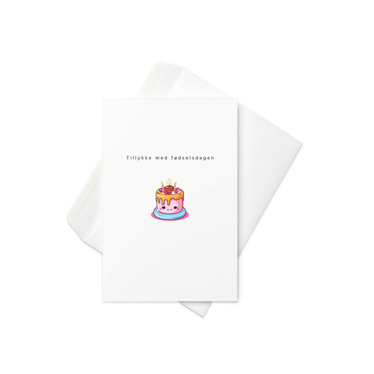 “Happy Birthday – Tillykke med Fødselsdagen”
Design: Adorable kawaii-style birthday cake with a happy face

Send sweet birthday wishes Danish-style! This charming card features a smiling, kawaii-inspired birthday cake and the text “Tillykke med Fødselsdagen” (Happy Birthday in Danish). It's the perfect blend of cute and thoughtful for anyone who loves playful design and a bit of Scandinavian flair.

🎂 Cute kawaii cake illustration with pastel details
🇩🇰 Danish-language birthday greeting: Tillykke med Fød