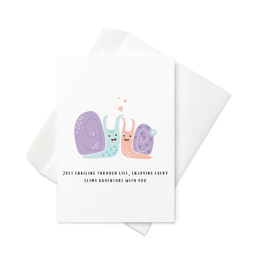 snail card, cute snails, blank inside card